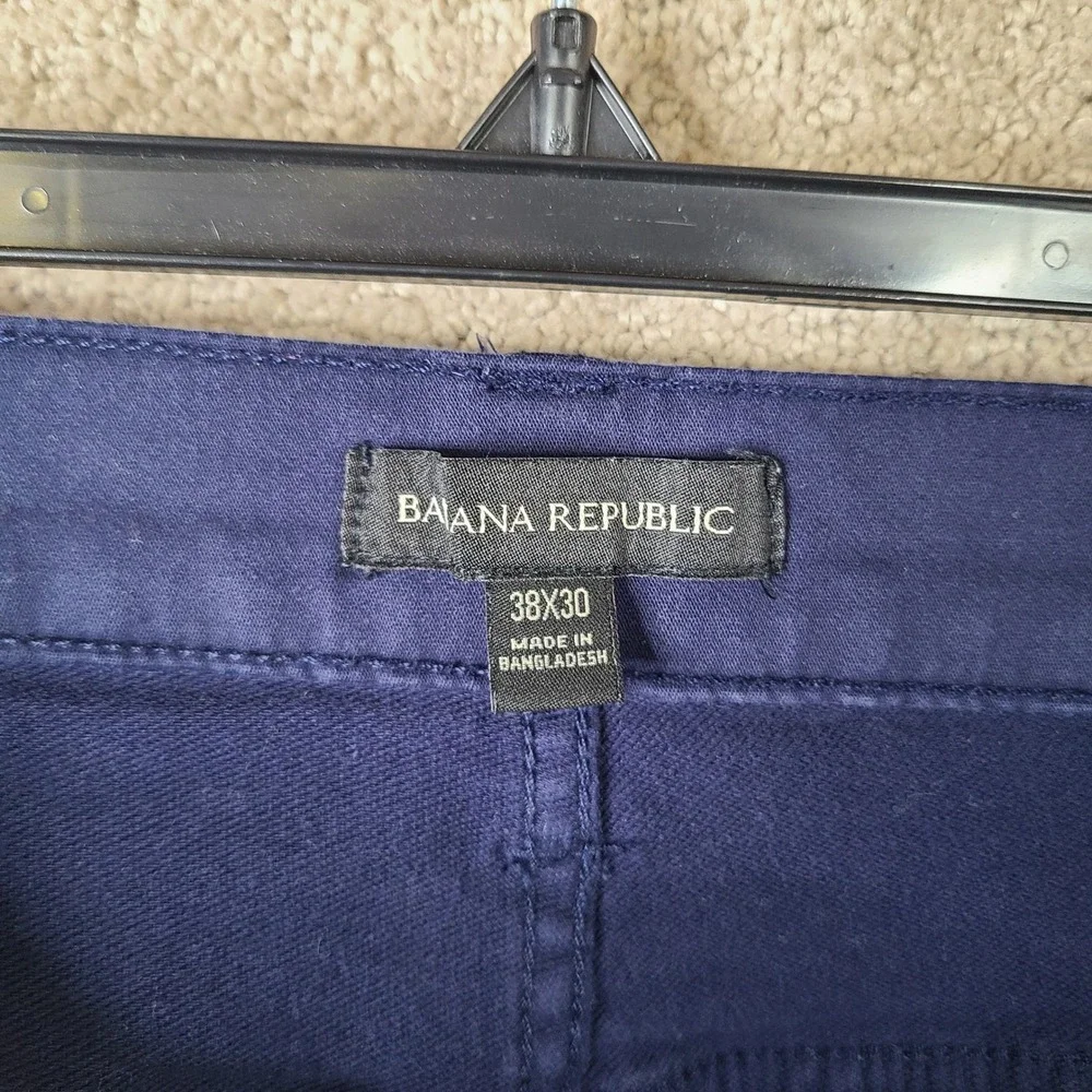Banana Republic Pants Men 38x30 Blue Chino Slim Fit Cotton Stretch 5 Pocket Navy